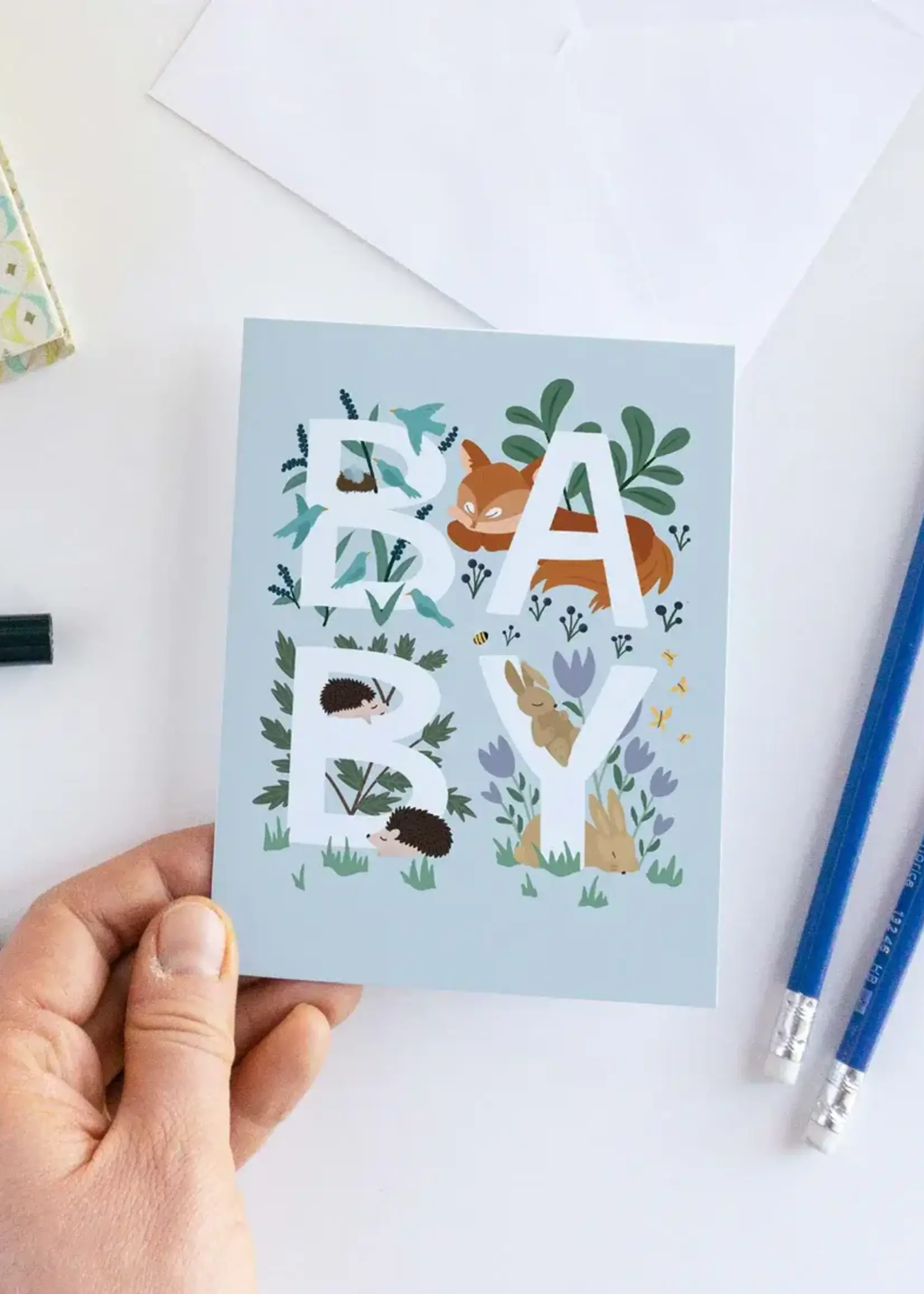 Pedaller Designs Woodland Animals Baby Card