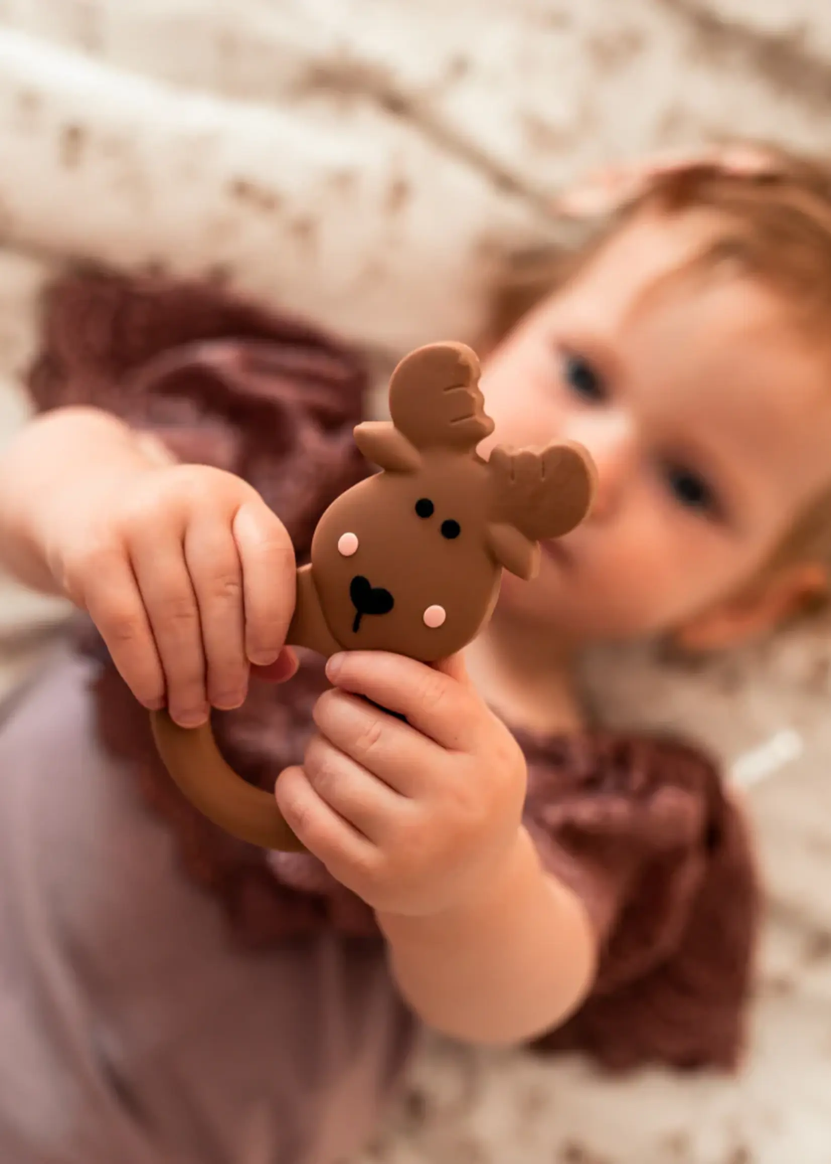 Little Cheeks MOOSE Teether & Clip