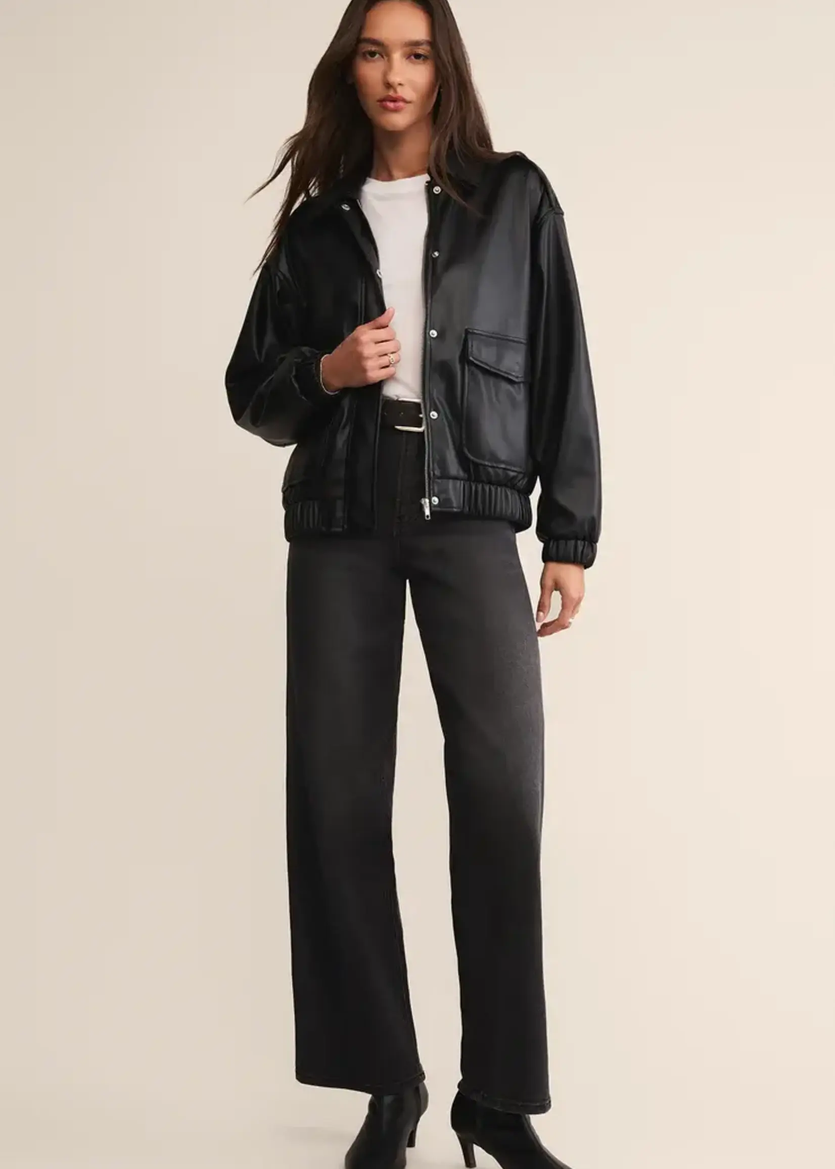 Z SUPPLY Idols Faux Leather Bomber Jacket