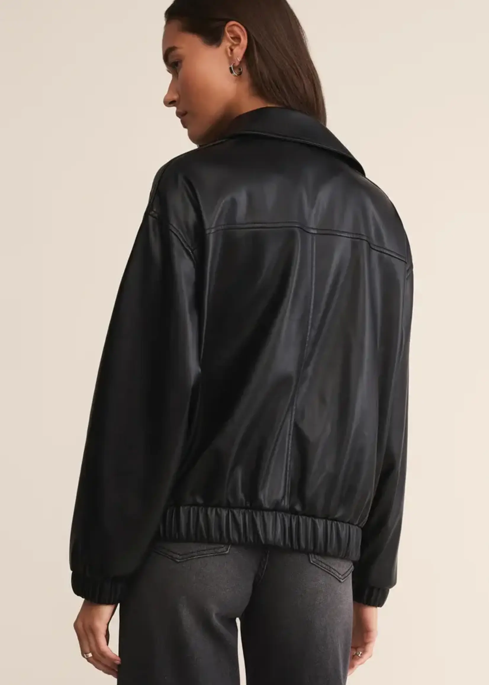 Z SUPPLY Idols Faux Leather Bomber Jacket