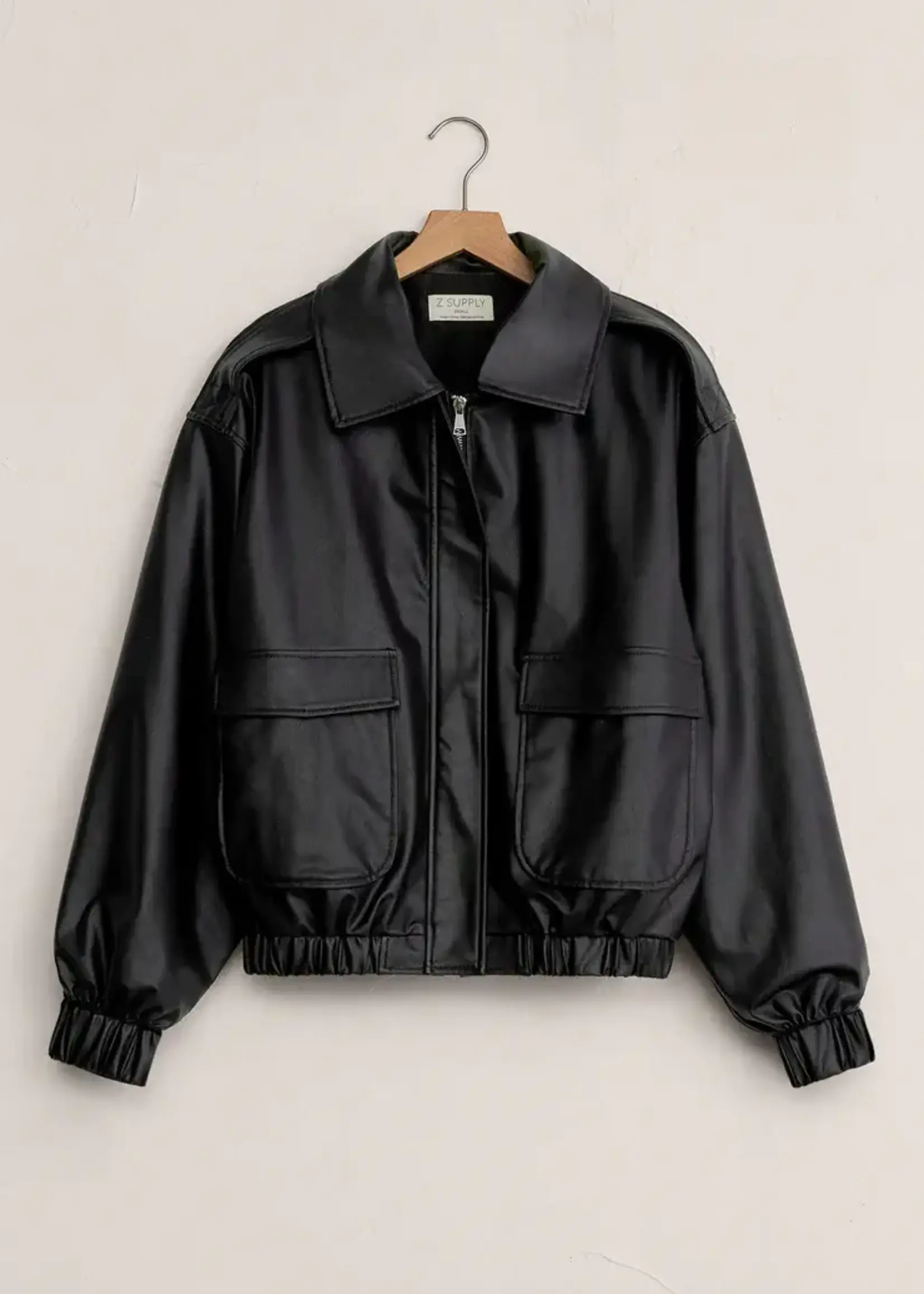 Z SUPPLY Idols Faux Leather Bomber Jacket