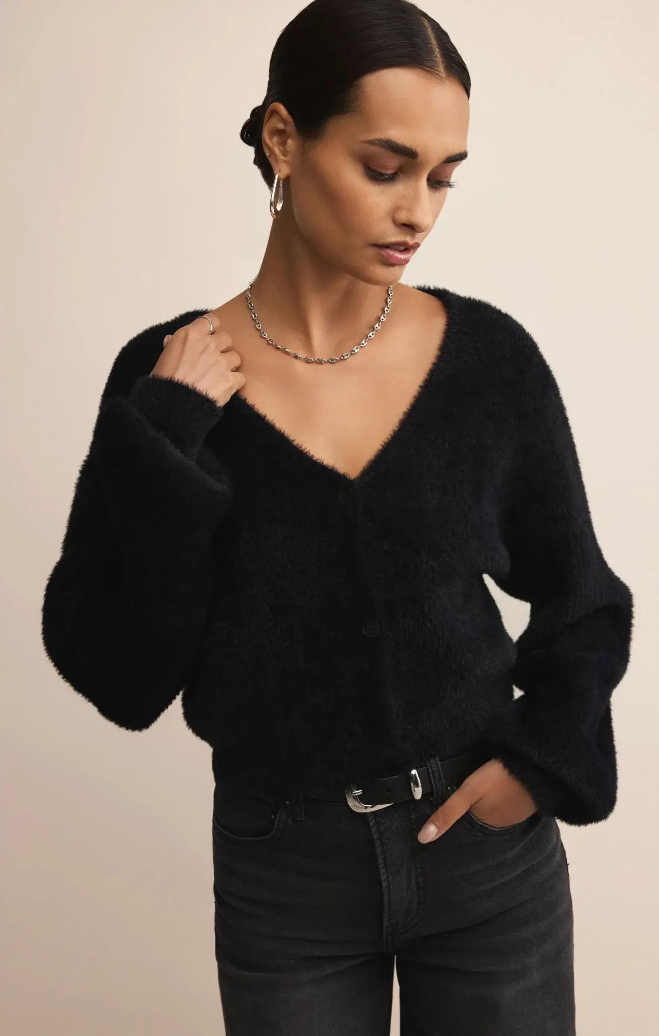 Sadira Fluffy Cardigan - Evelyn Lane Clothing Co.