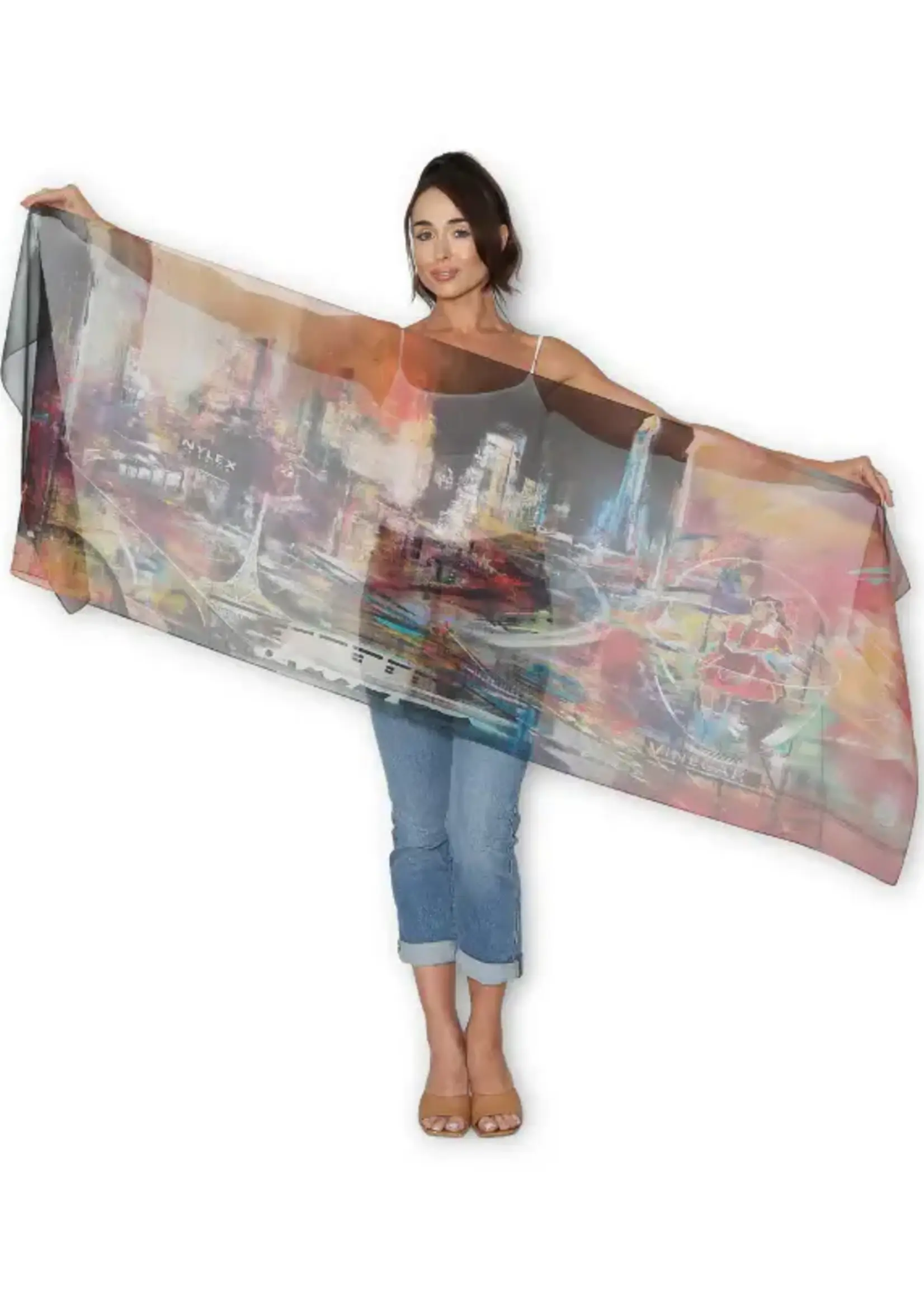 The Artist Label Panorama Dancing Lights of Melbourne Viscose-Modal Scarf