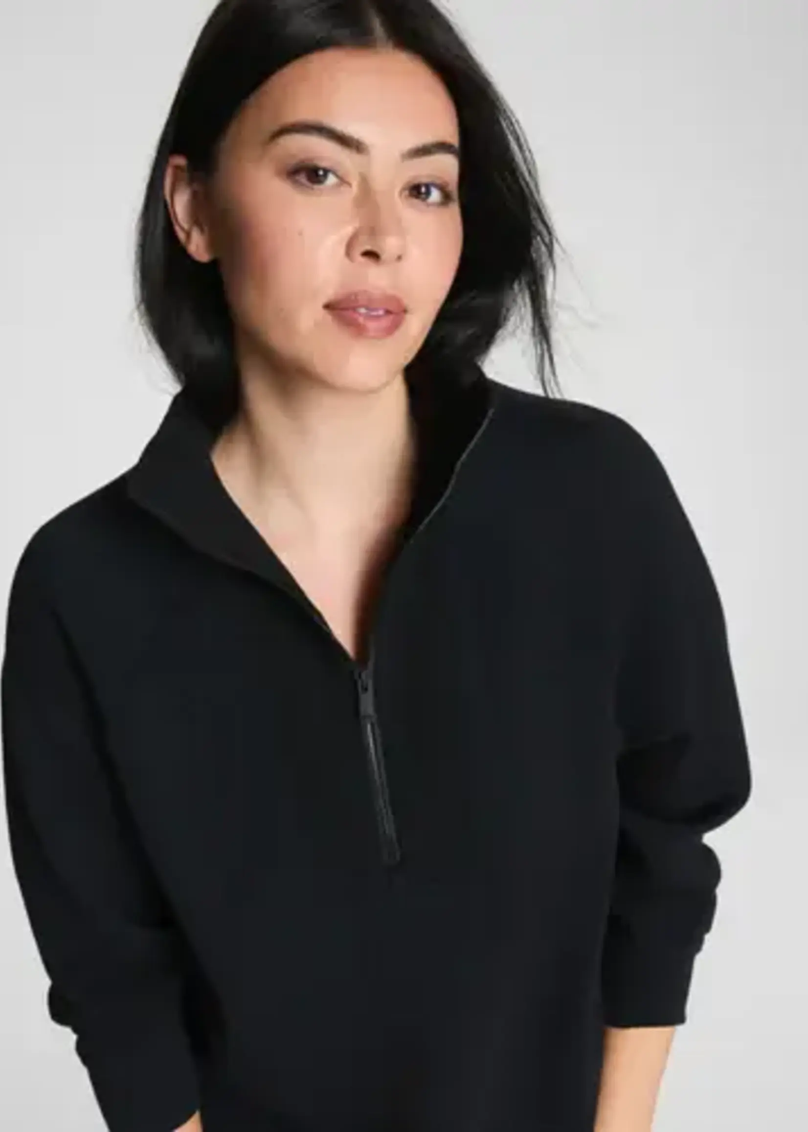 SPANX Very Black AirEssentials Brushed Half Zip Tunic