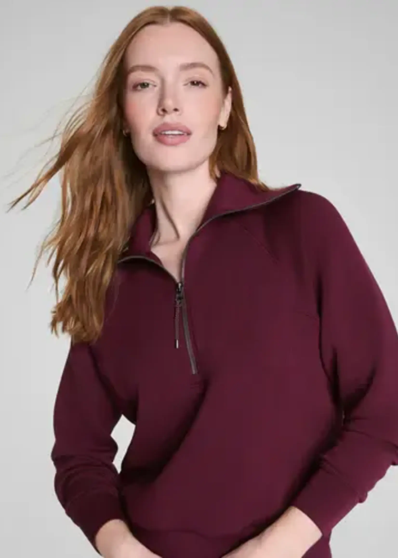 SPANX Plum Berry Cloud AirEssentials Half Zip