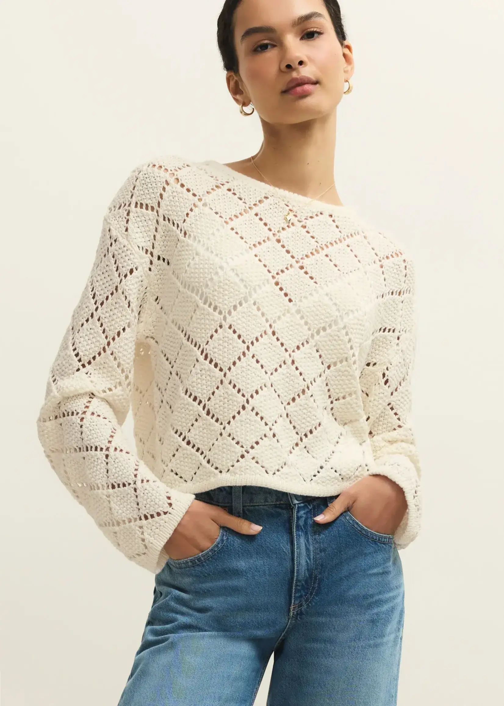 Z SUPPLY Hullen Crochet Sweater
