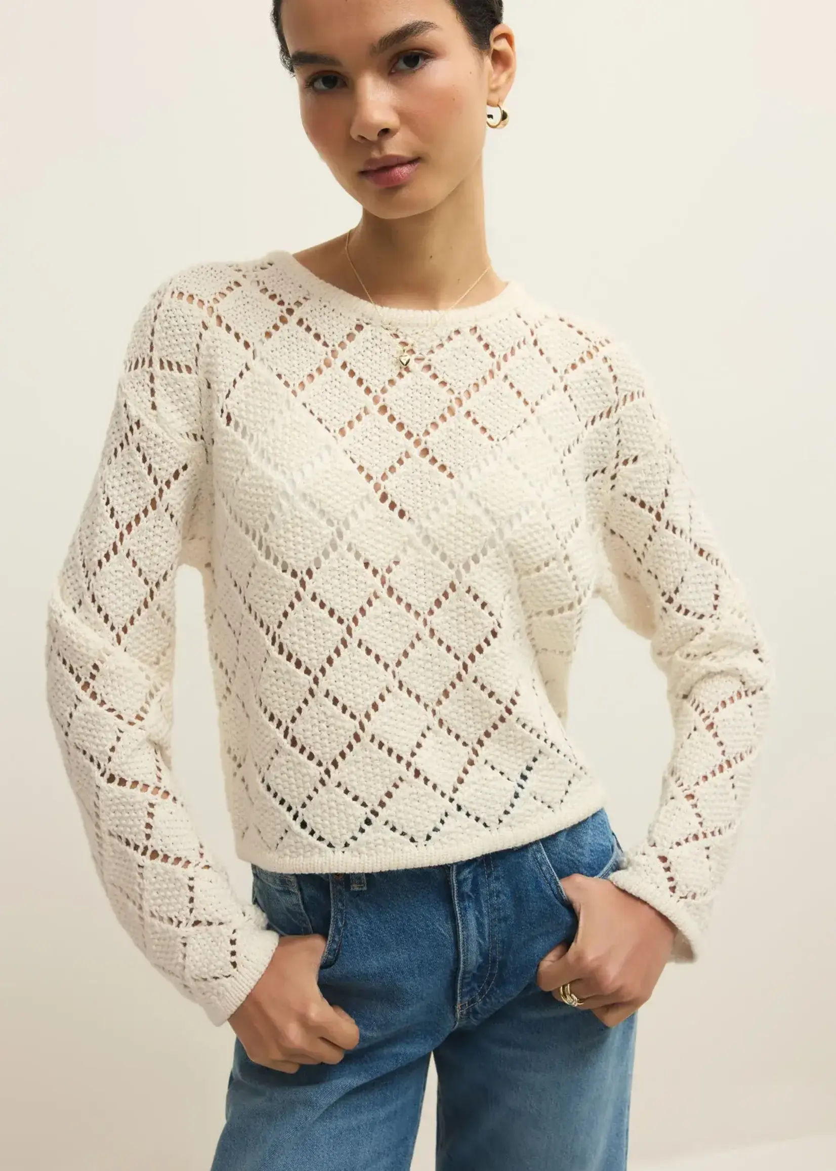 Z SUPPLY Hullen Crochet Sweater