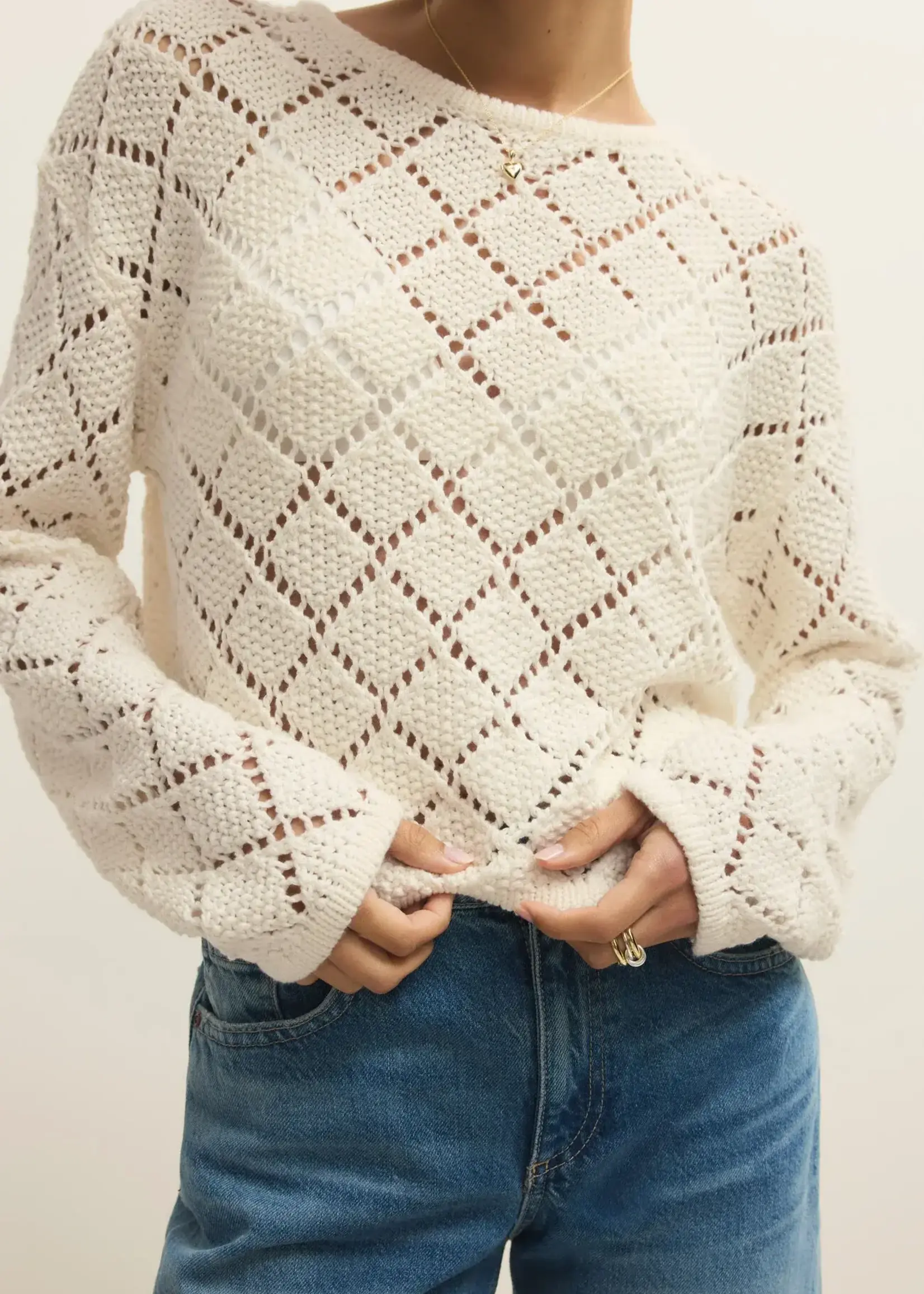 Z SUPPLY Hullen Crochet Sweater