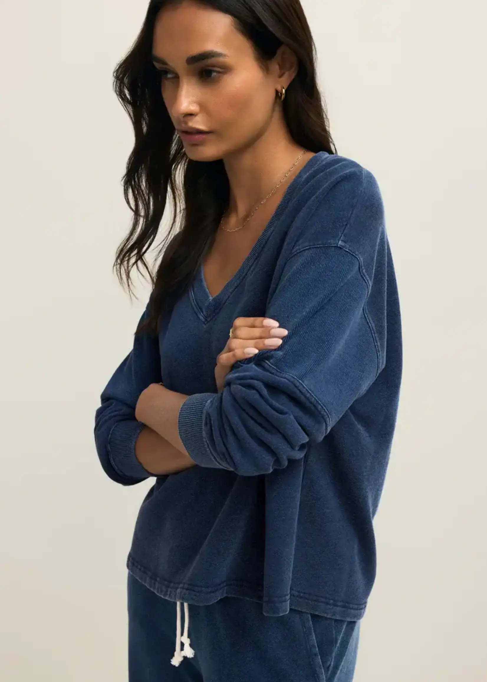 Z SUPPLY Delphine Knit Denim Sweatshirt