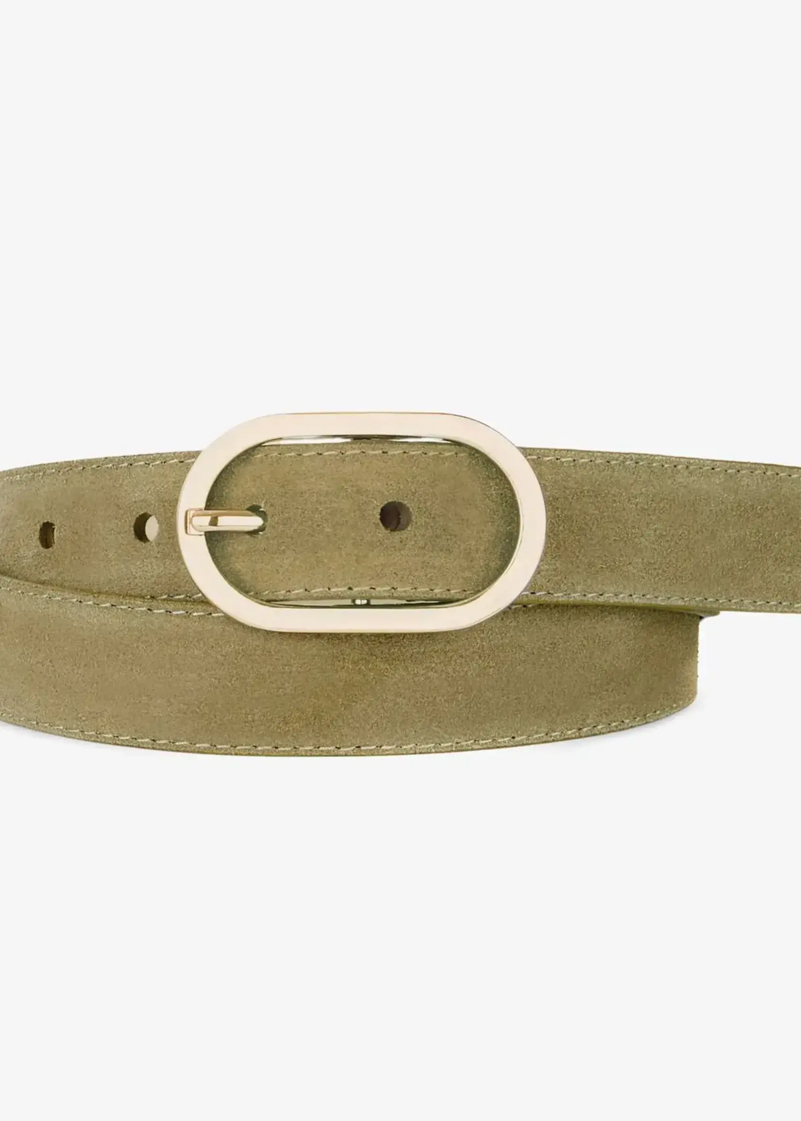 BRAVE Leather Kezia Light Olive Suede Belt