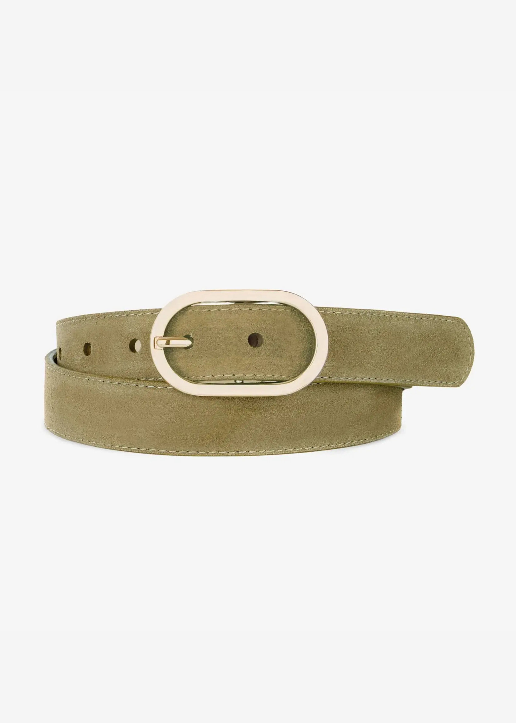 BRAVE Leather Kezia Light Olive Suede Belt