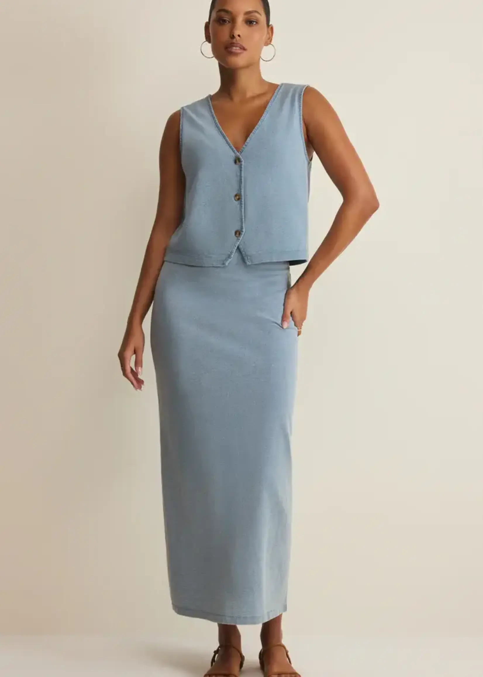 Z SUPPLY Gail Jersey Denim Midi Skirt