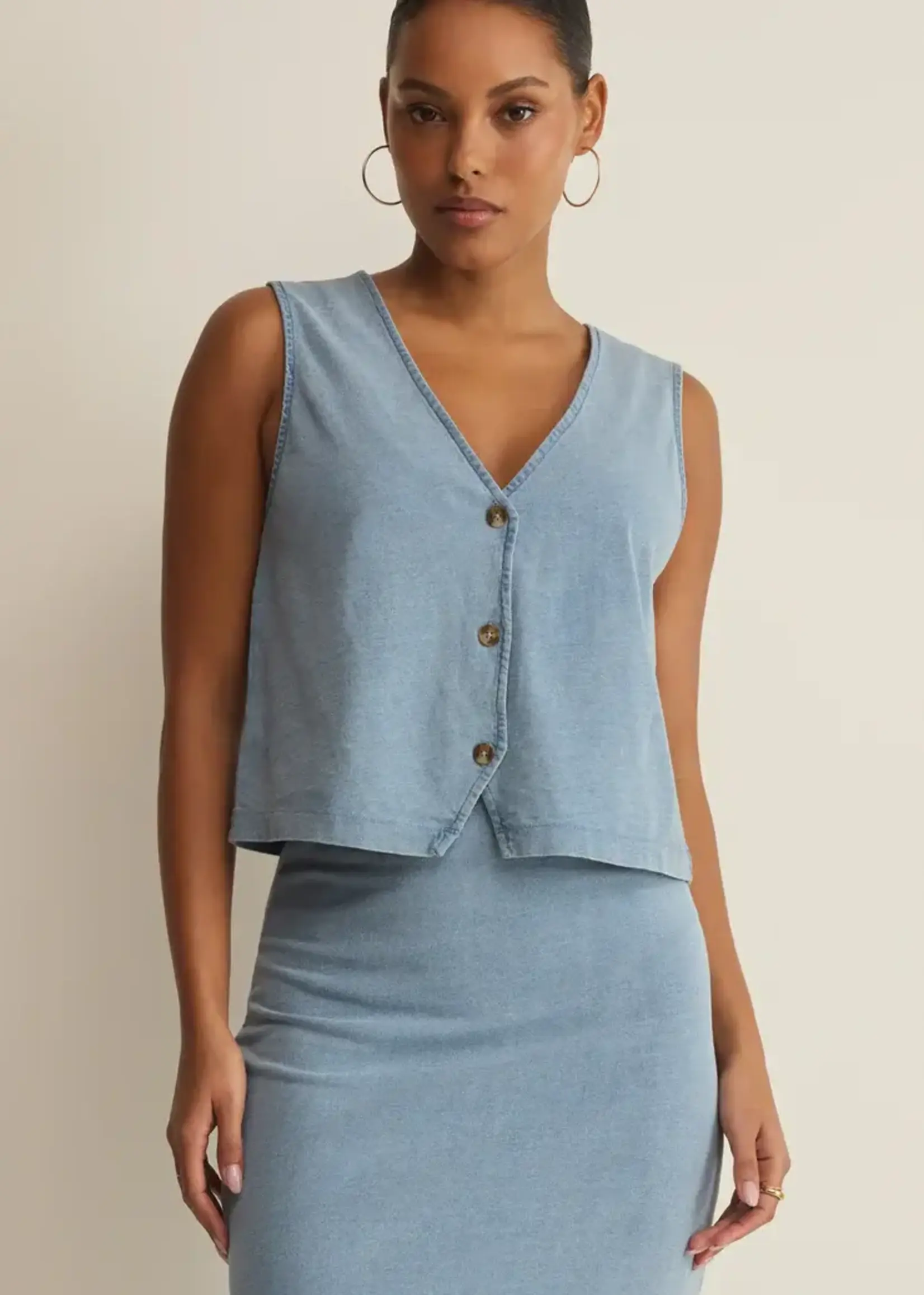 Z SUPPLY Noelle Jersey Denim Top