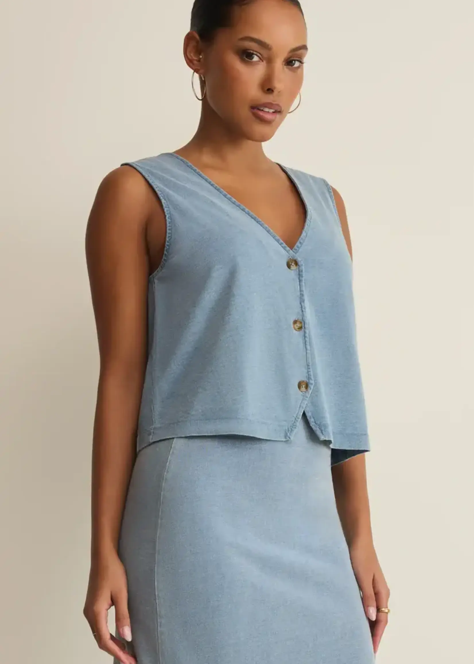 Z SUPPLY Noelle Jersey Denim Top