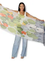 The Artist Label Spring Nasturtiums on Arctic B Viscose-Modal Scarf