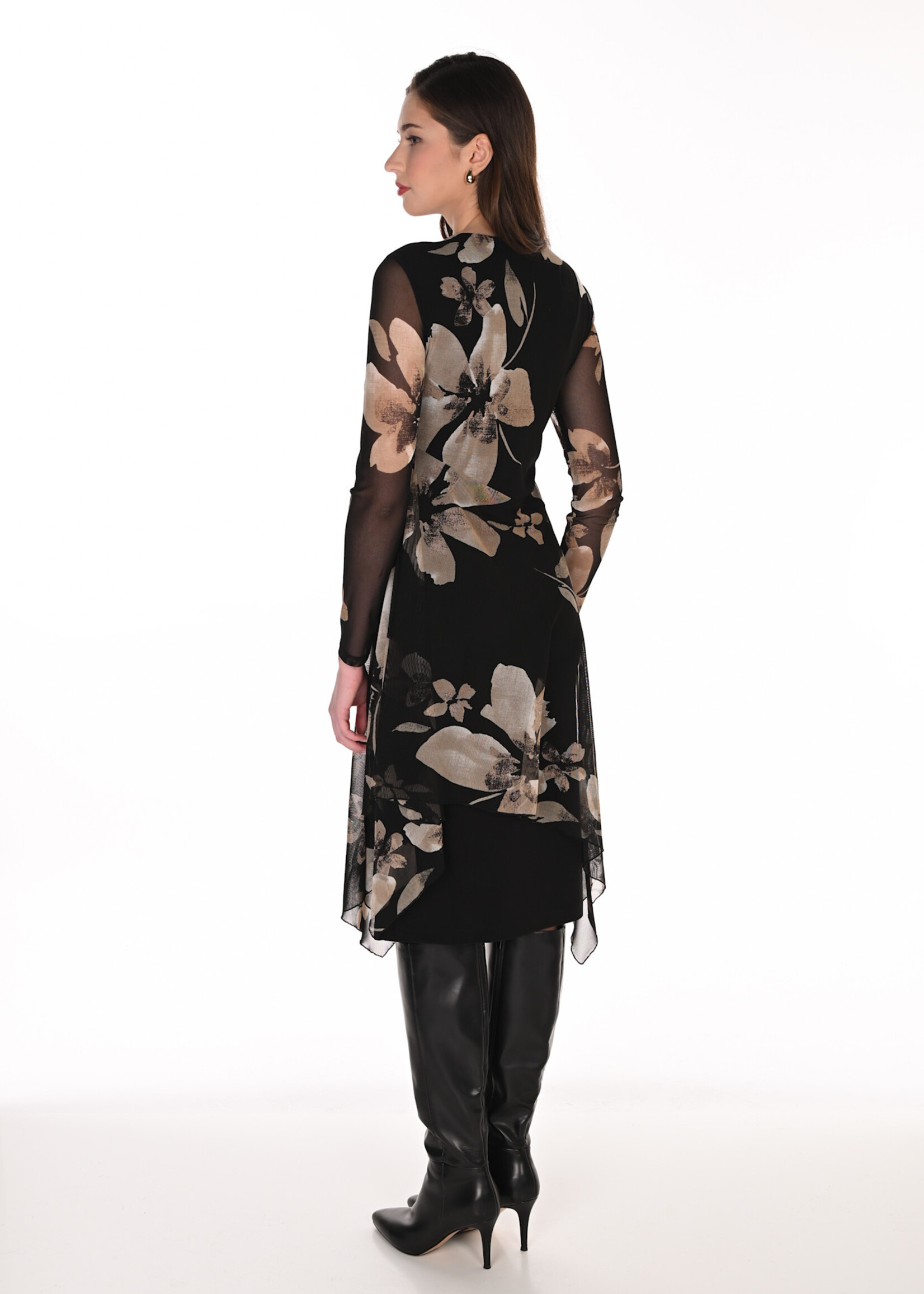 Frank Lyman Long Sheer Sleeve Foral Dress