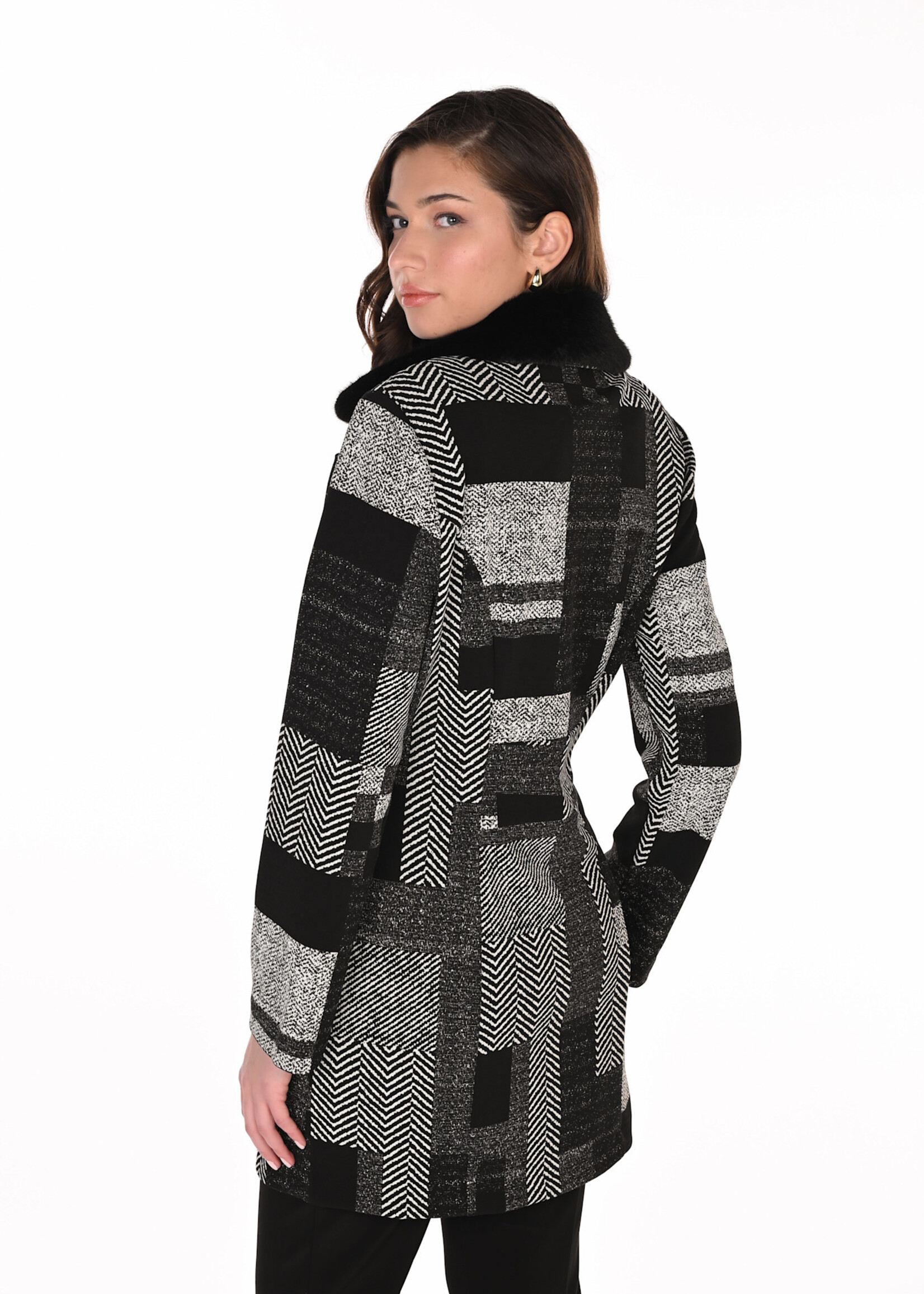 Frank Lyman Faux Fur Collar Cardigan