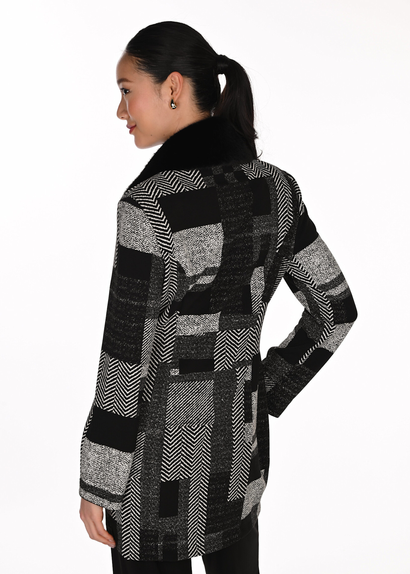 Frank Lyman Faux Fur Collar Cardigan