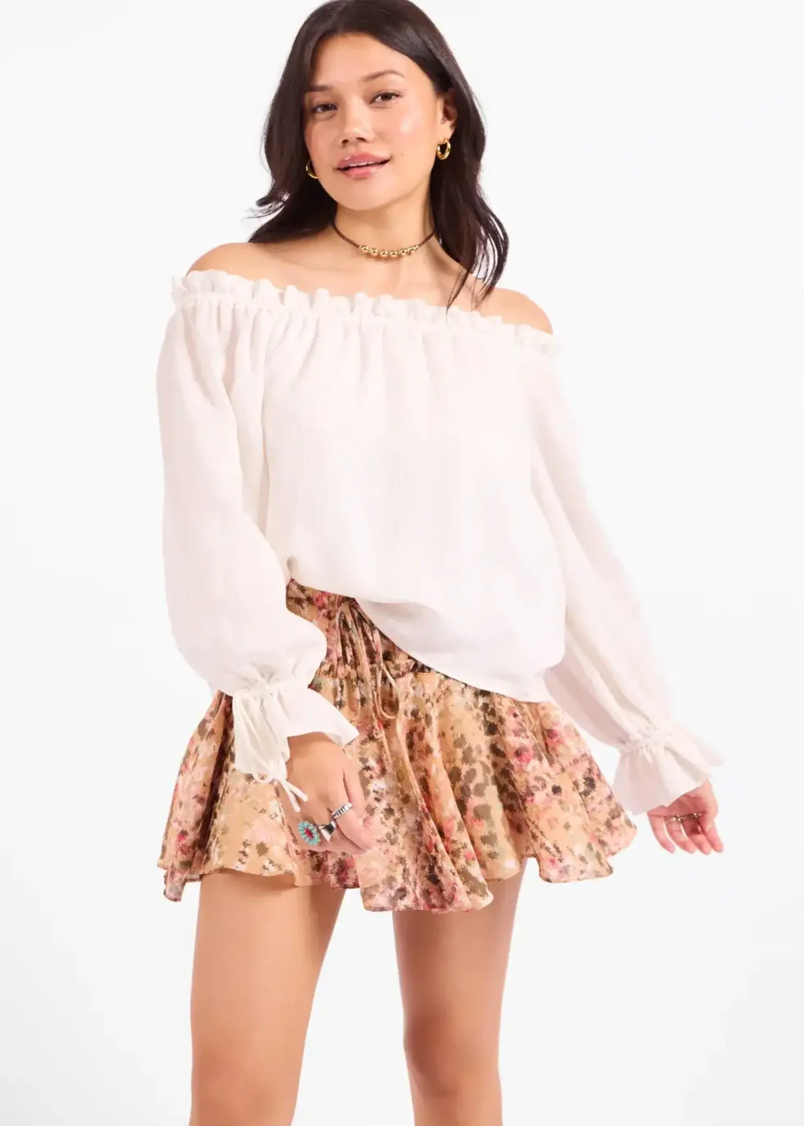 Sadie & Sage Sepia Sky Off the Shoulder Top