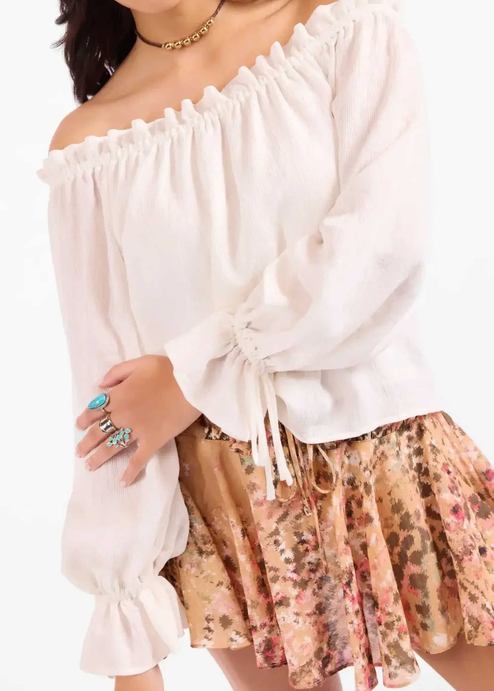 Sadie & Sage Sepia Sky Off the Shoulder Top