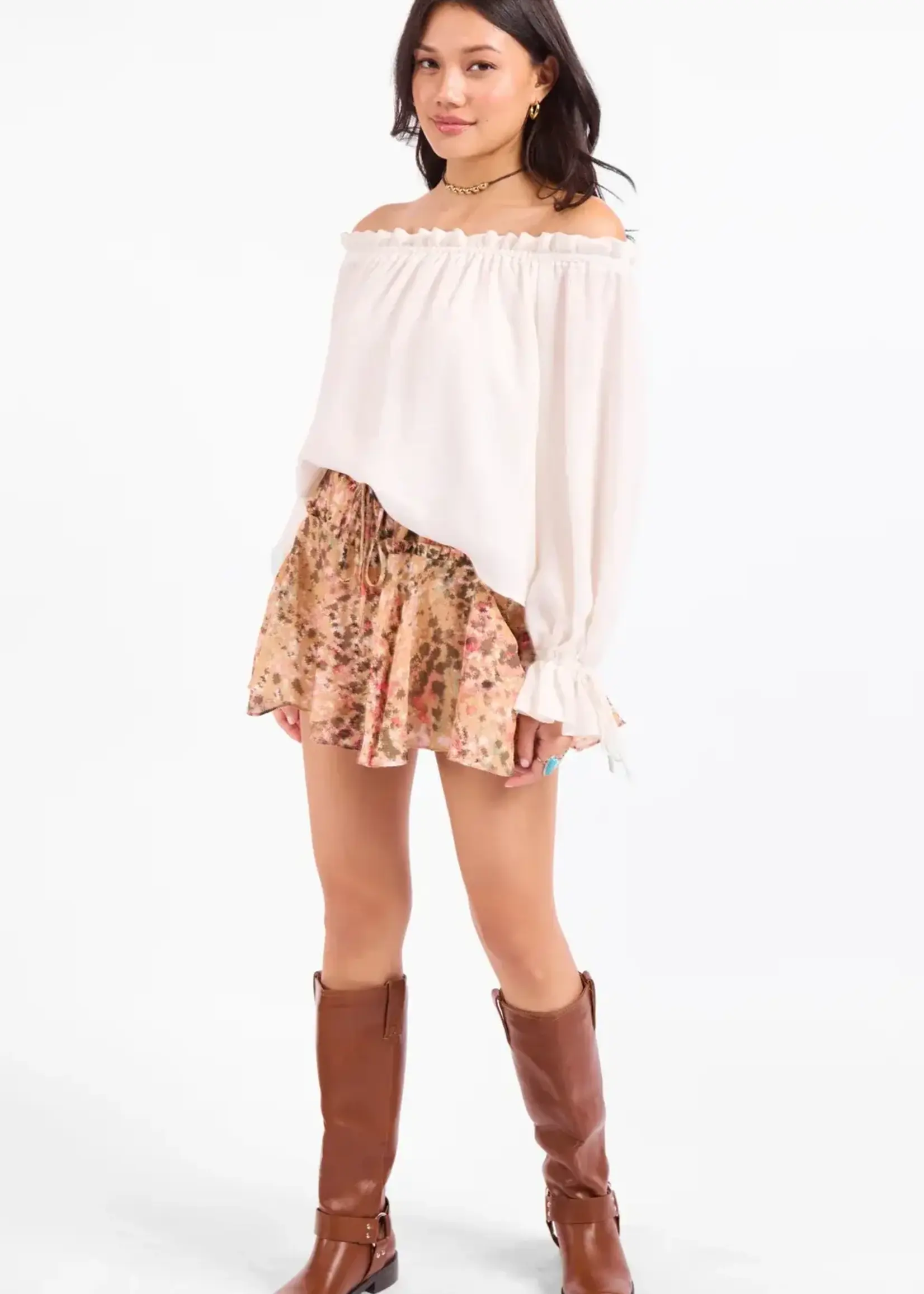 Sadie & Sage Sepia Sky Off the Shoulder Top