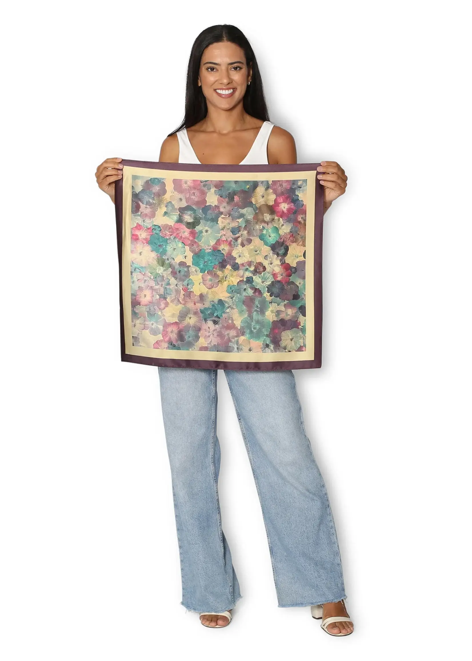 The Artist Label Wandering Through Petals Silk Square Scarf