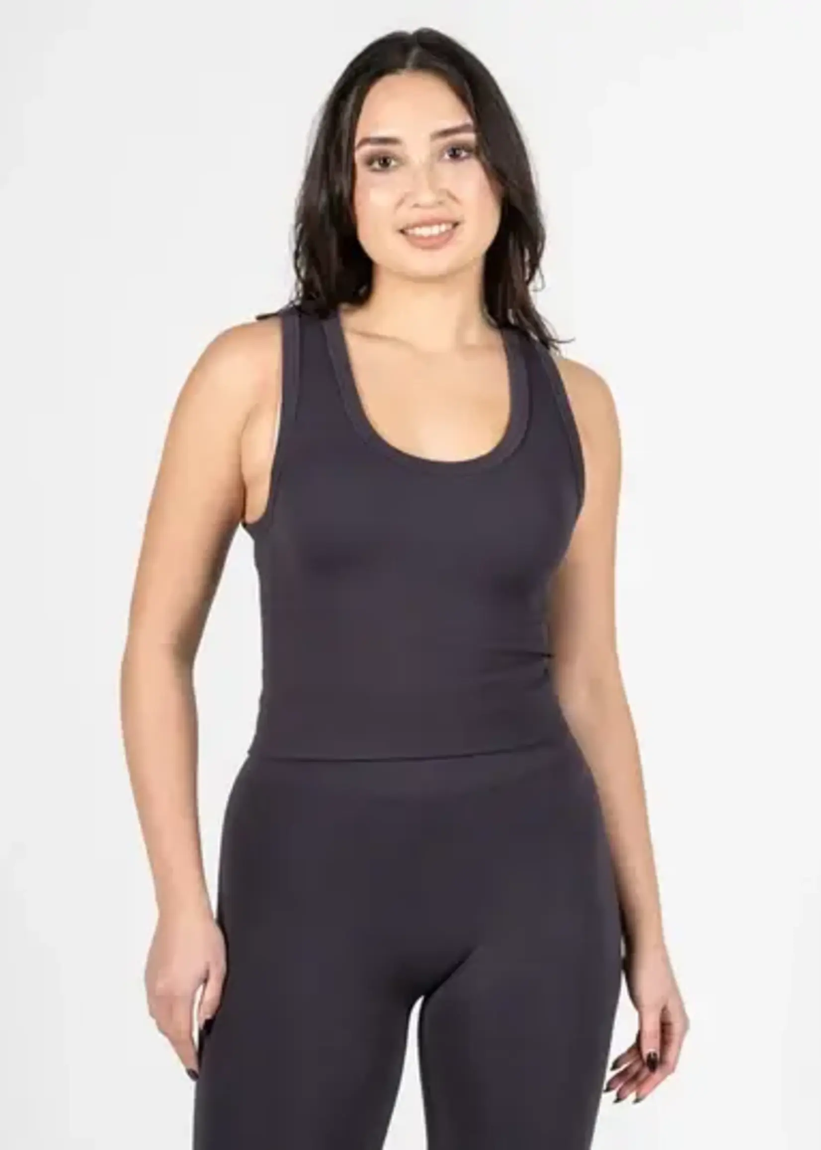 C'est Moi Clothing Bamboo Rib Deep Scoop Neck Tank