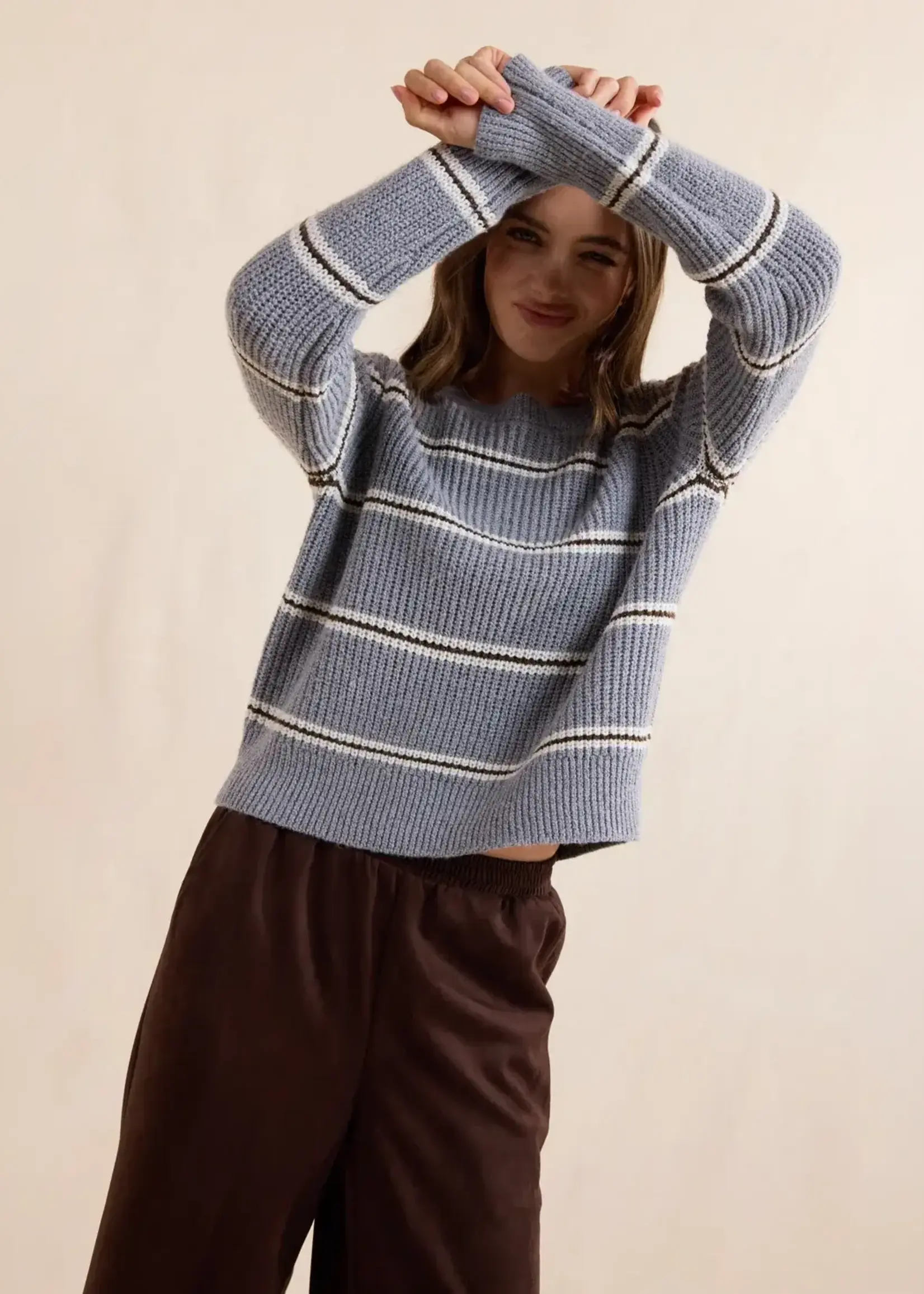 Sadie & Sage Warm Chai Stripe Sweater