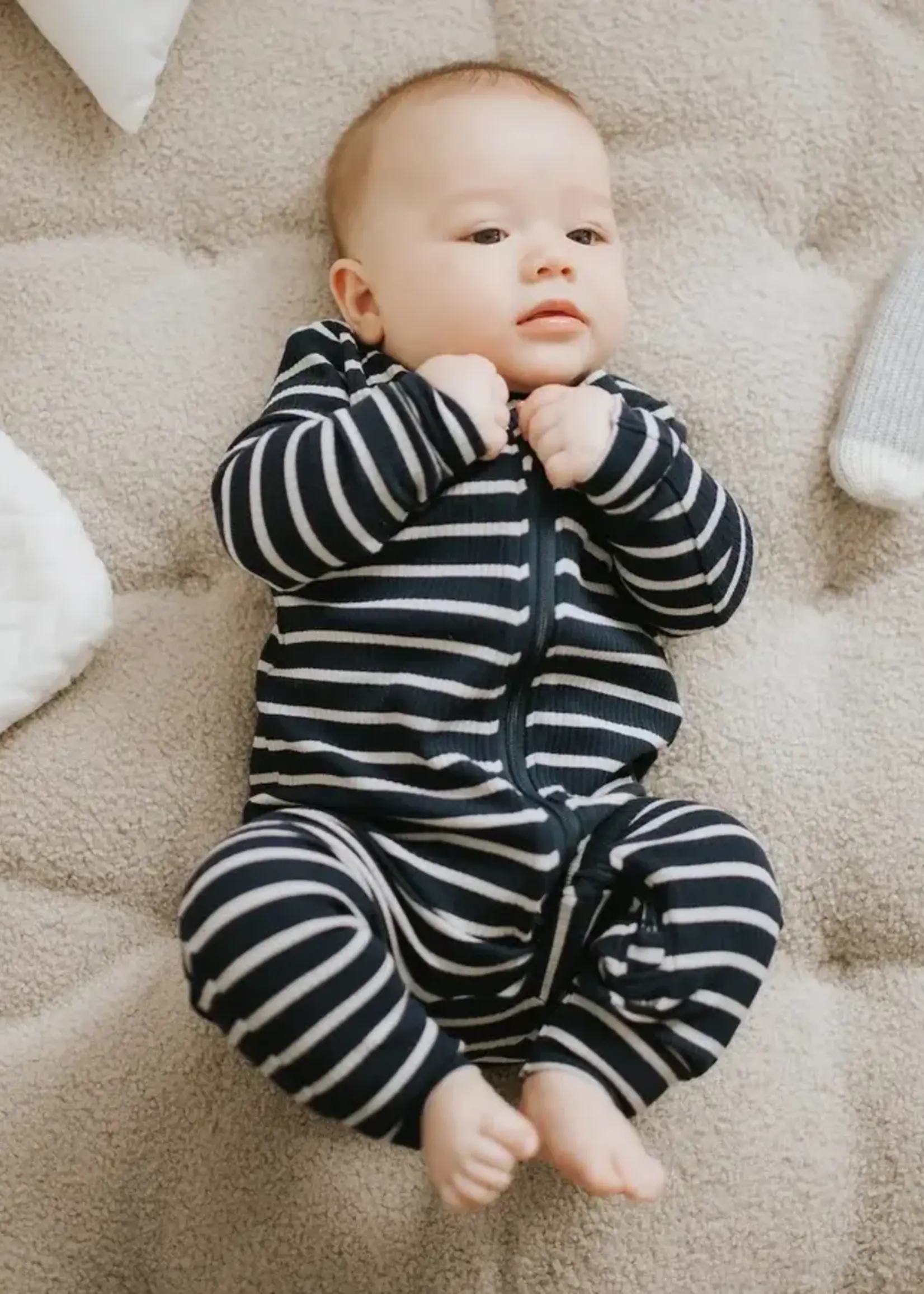 Petit Lem Indigo Striped Modal Rib Sleeper
