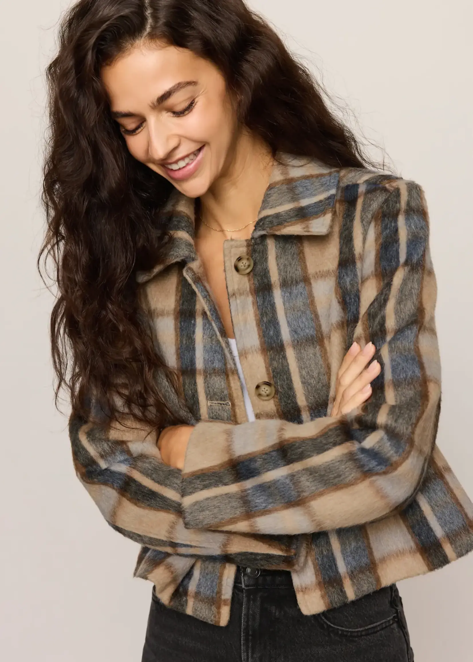 Z SUPPLY Petra Plaid Shrunken Jacket