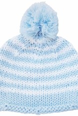 Huggalugs Blue Stripe Knit Pom Pom Beanie NB