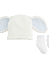 Blue Chenille Bunny Hat/Sock Set