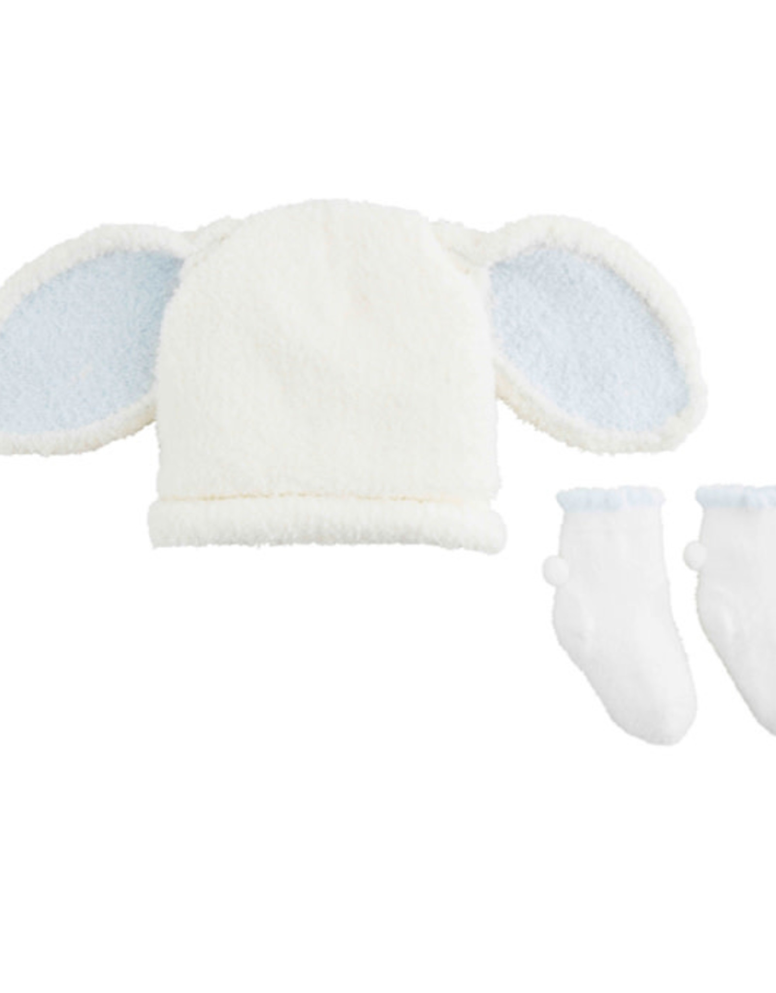 Blue Chenille Bunny Hat/Sock Set