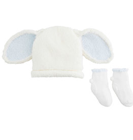 Blue Chenille Bunny Hat/Sock Set