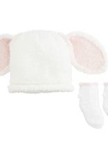 Pink Chenille Bunny Hat/Sock Set