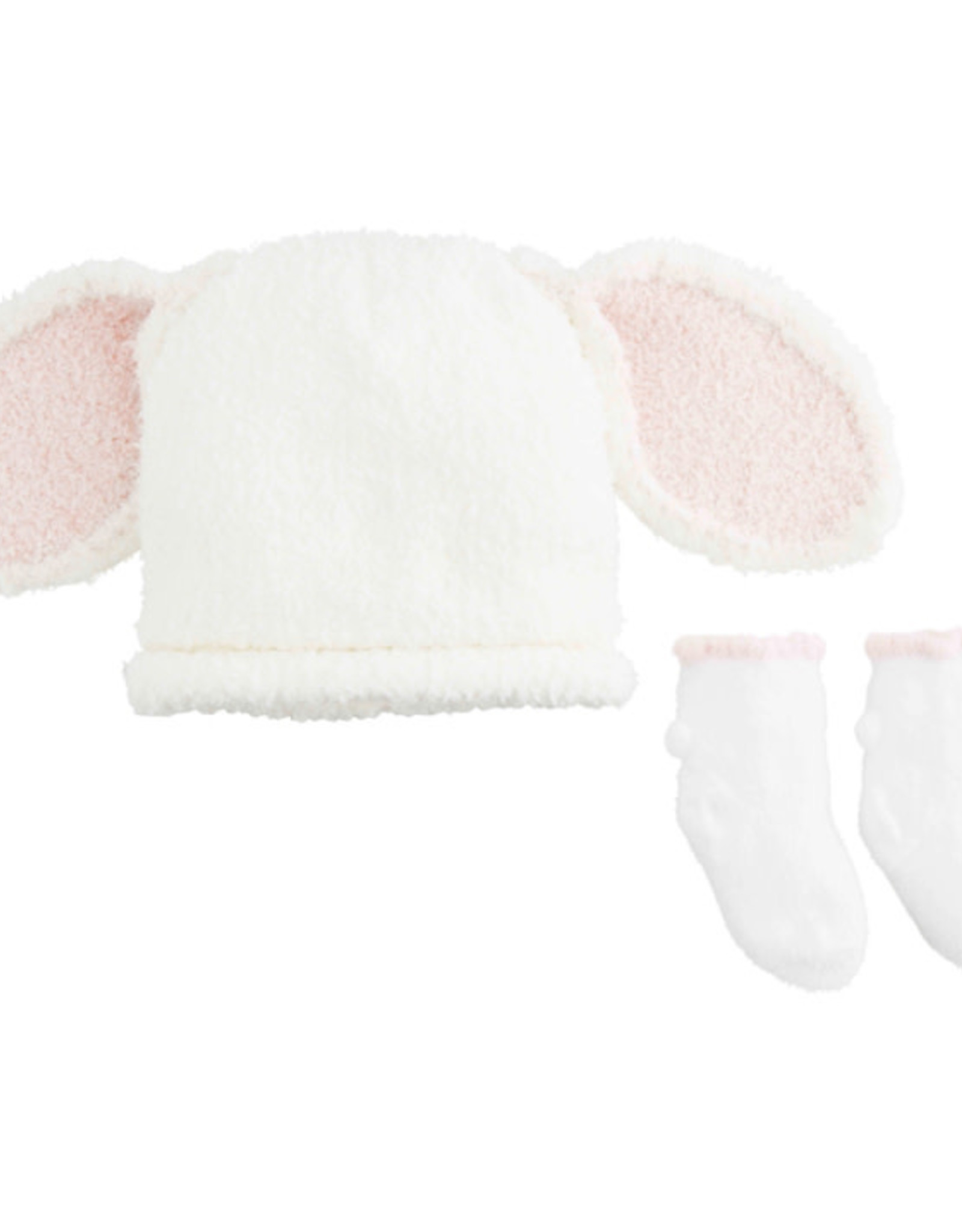 Pink Chenille Bunny Hat/Sock Set