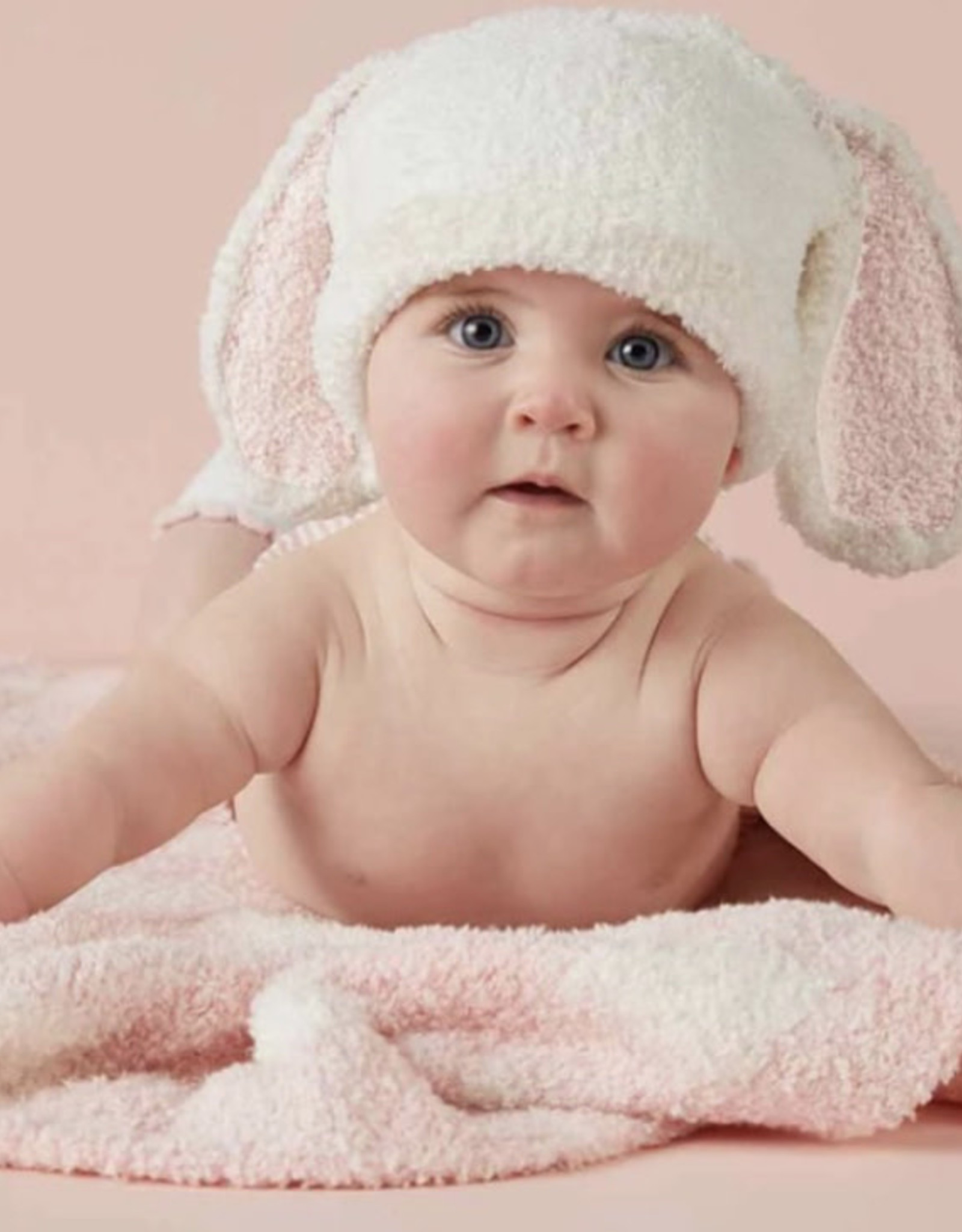 Pink Chenille Bunny Hat/Sock Set