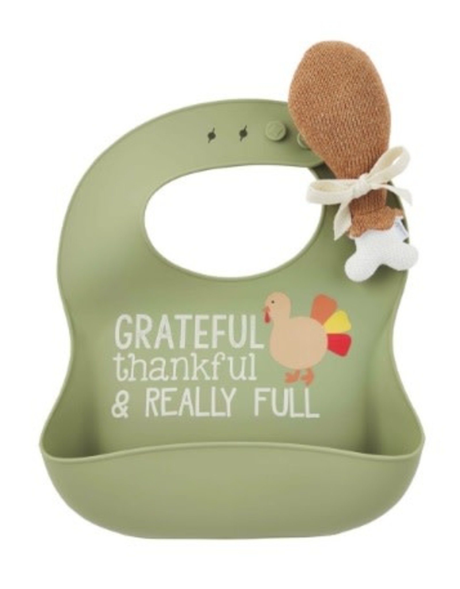 Green Thanksgiving Bib w/rattle