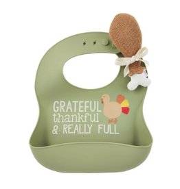 Green Thanksgiving Bib w/rattle