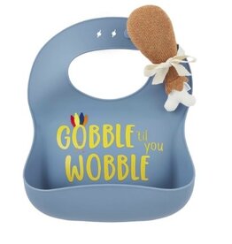 Blue Thanksgiving Bib w/rattle