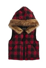 Red Check Hooded Vest
