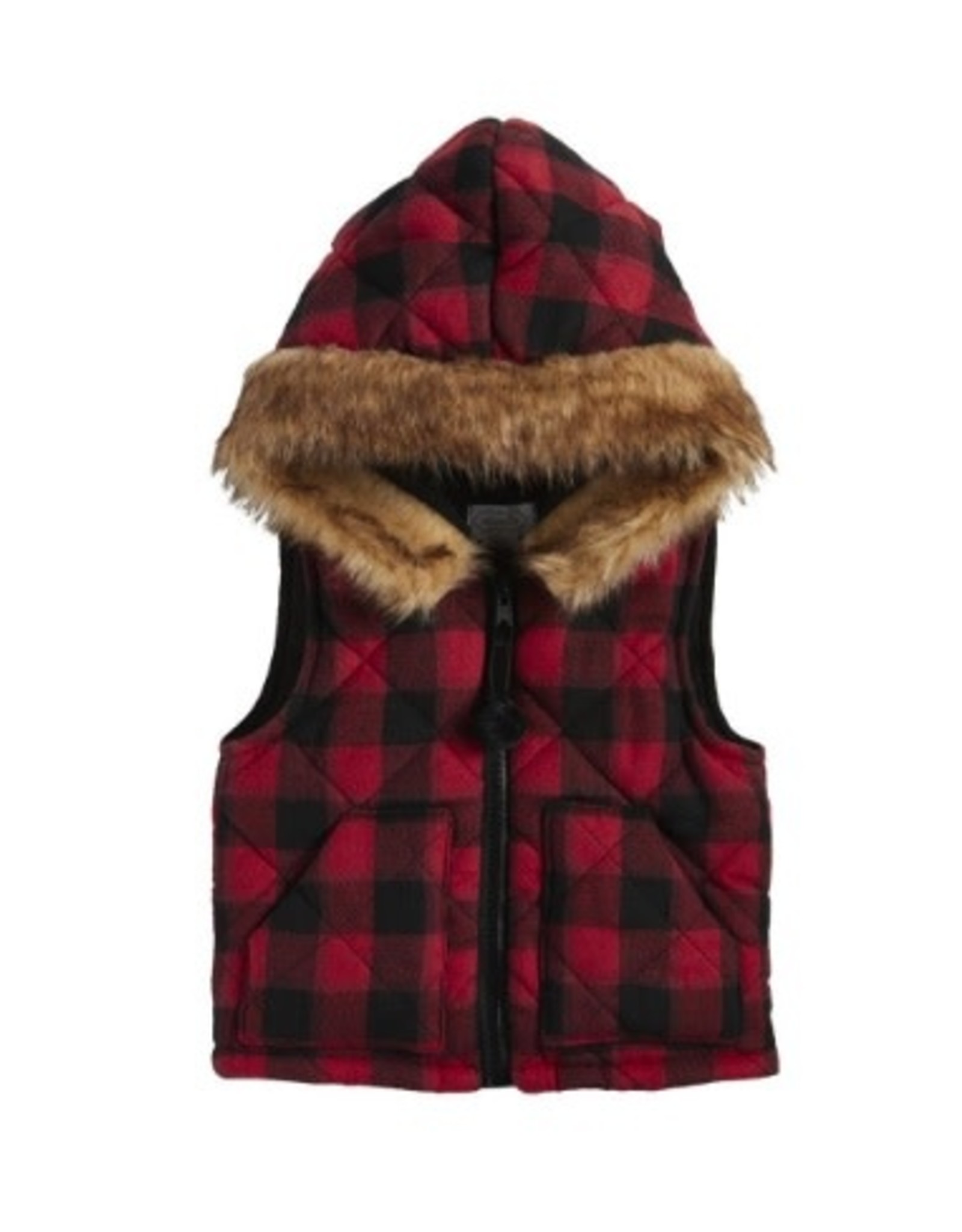 Red Check Hooded Vest