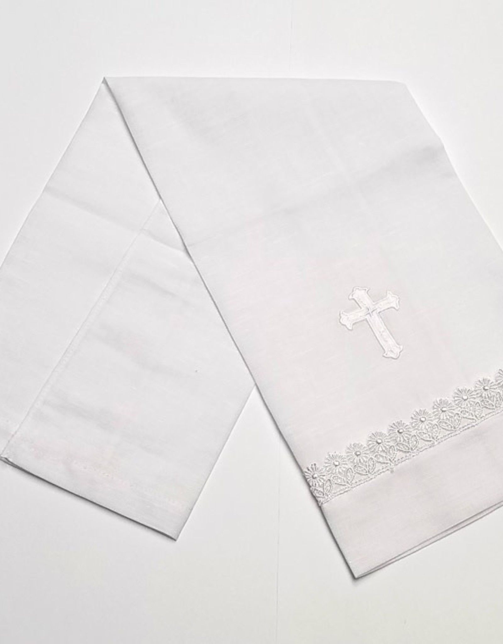 Linen Christening Towel w/Cross