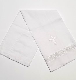 Linen Christening Towel w/Cross