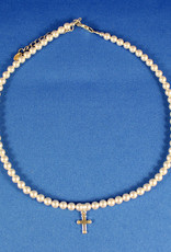 FC Pearl Necklace w/sterling silver cross