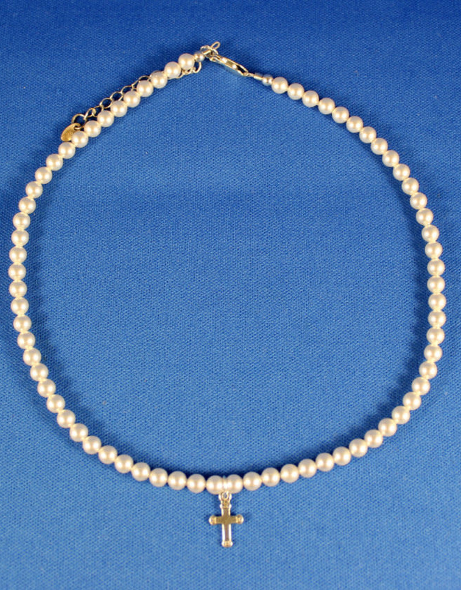 FC Pearl Necklace w/sterling silver cross