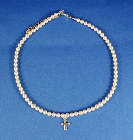 FC Pearl Necklace w/sterling silver cross