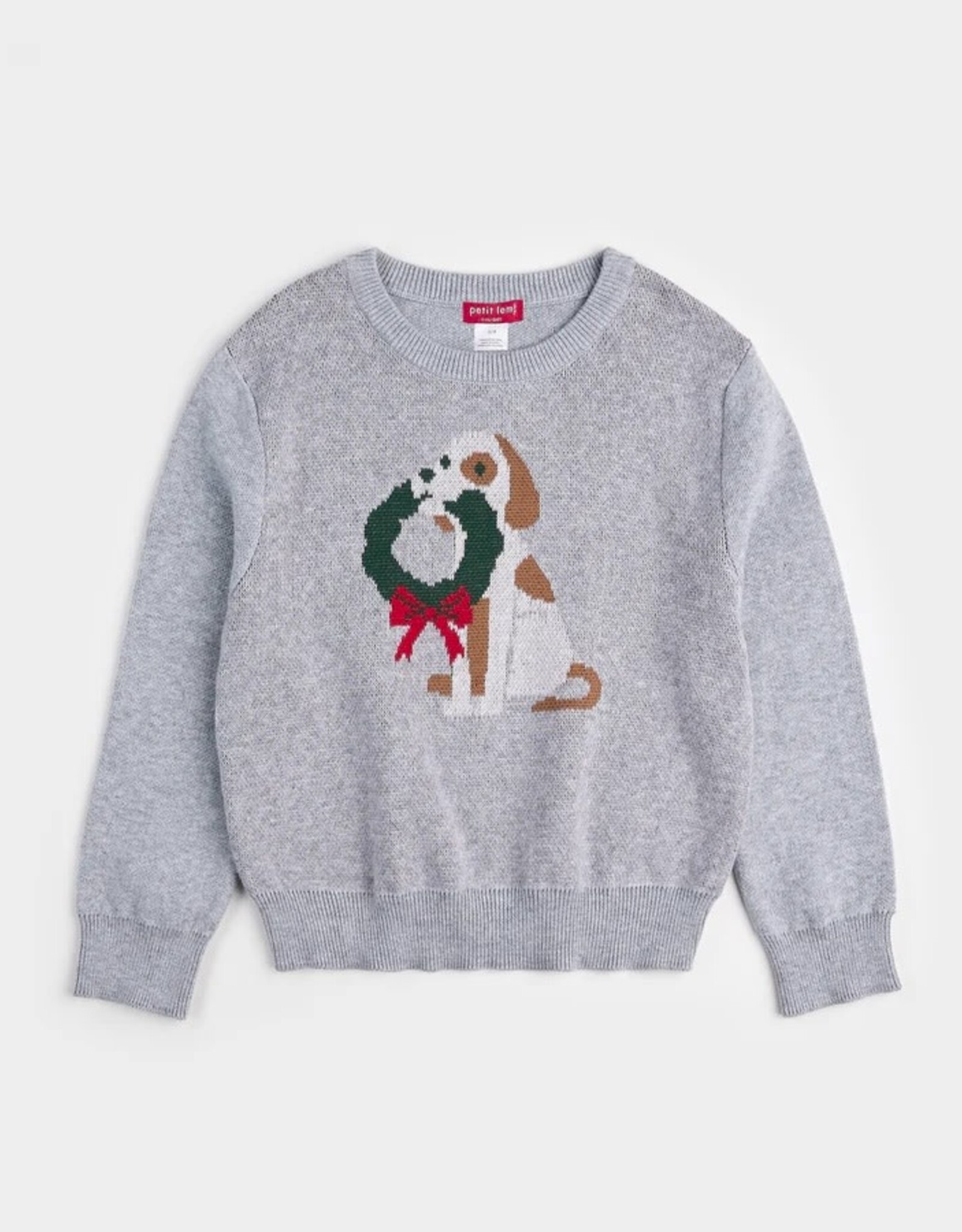 Petit Lem Dog Wreath Sweater