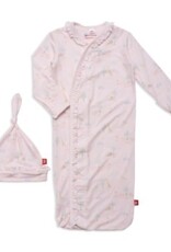 Magnetic Baby Pk Serene Safari Gown w/hat nb-3m