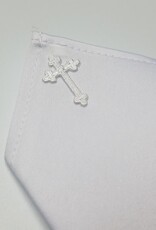 White Satin Pocket Square w/cross